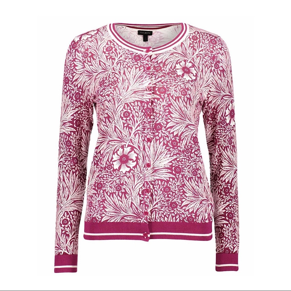 Talbots Berry Floral Cardigan
